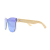 Eco Friendly Bamboo Wood Arm Rimless Shield Horn Rim Sunglasses