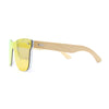 Eco Friendly Bamboo Wood Arm Rimless Shield Horn Rim Sunglasses