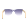 Eco Friendly Bamboo Wood Arm Rimless Shield Horn Rim Sunglasses