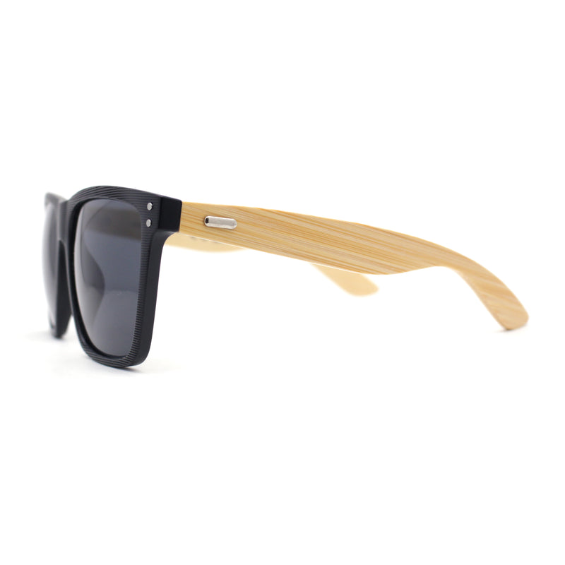 Eco Friendly Bamboo Wood Arm Large Horn Rim Hipster Sunglasses