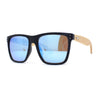 Eco Friendly Bamboo Wood Arm Large Horn Rim Hipster Sunglasses