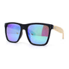 Eco Friendly Bamboo Wood Arm Large Horn Rim Hipster Sunglasses