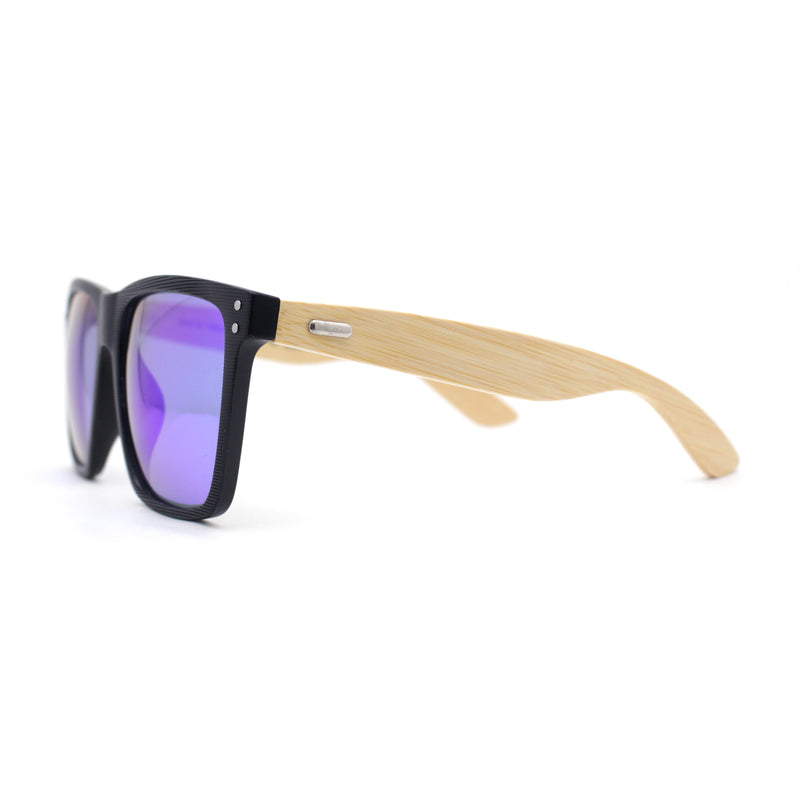 Eco Friendly Bamboo Wood Arm Large Horn Rim Hipster Sunglasses