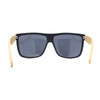 Eco Friendly Bamboo Wood Arm Large Flat Top Horn Rim Hipster Sunglasses