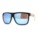 Eco Friendly Bamboo Wood Arm Large Flat Top Horn Rim Hipster Sunglasses