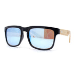 Eco Friendly Bamboo Wood Arm Rectangle Horn Rim Keyhole Sunglasses