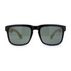 Eco Friendly Bamboo Wood Arm Rectangle Horn Rim Keyhole Sunglasses