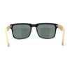 Eco Friendly Bamboo Wood Arm Rectangle Horn Rim Keyhole Sunglasses