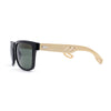 Eco Friendly Bamboo Wood Arm Rectangle Horn Rim Keyhole Sunglasses