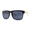 Eco Friendly Bamboo Wood Arm Rectangle Horn Rim Keyhole Sunglasses