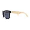 Eco Friendly Bamboo Wood Arm Rectangle Horn Rim Keyhole Sunglasses