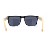 Eco Friendly Bamboo Wood Arm Rectangle Horn Rim Keyhole Sunglasses