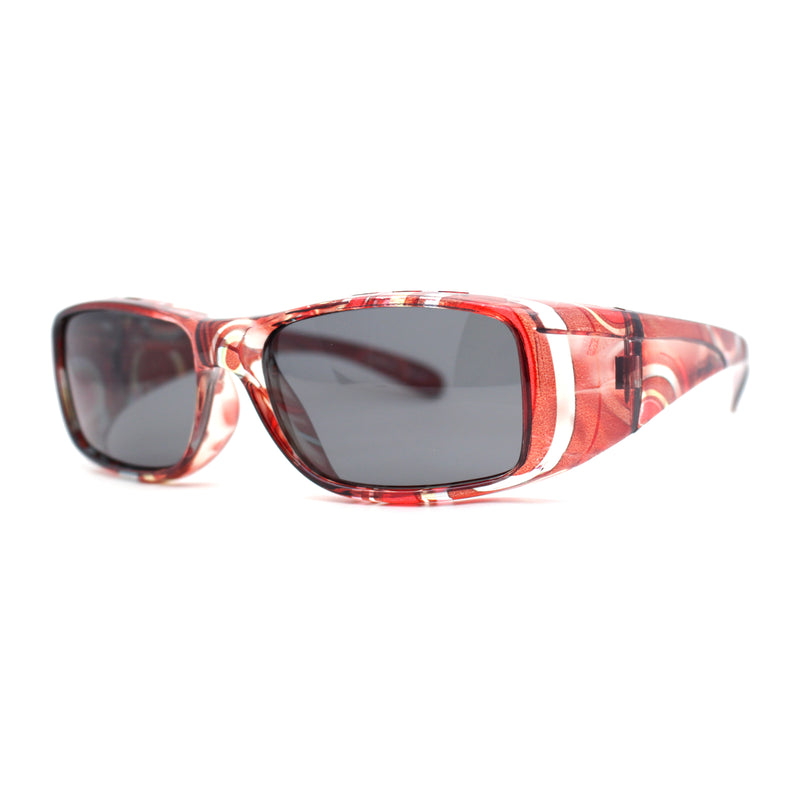 Polarized Super Wide Oversized 63mm Rectangular Fit Over Plastic Sunglasses