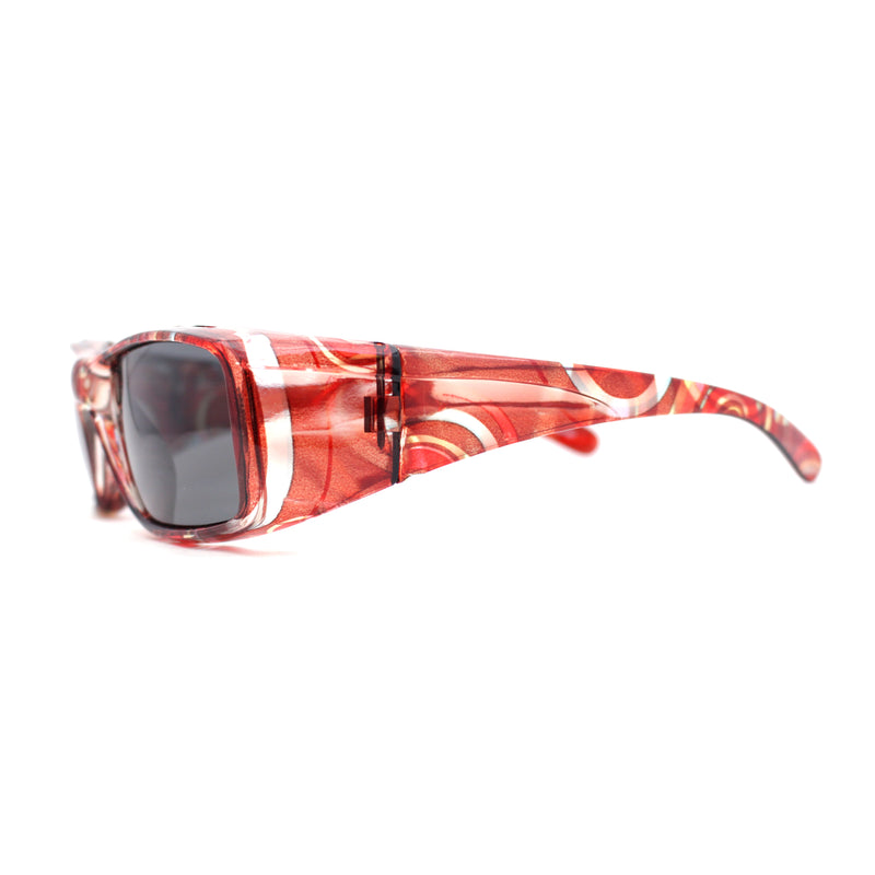 Polarized Super Wide Oversized 63mm Rectangular Fit Over Plastic Sunglasses