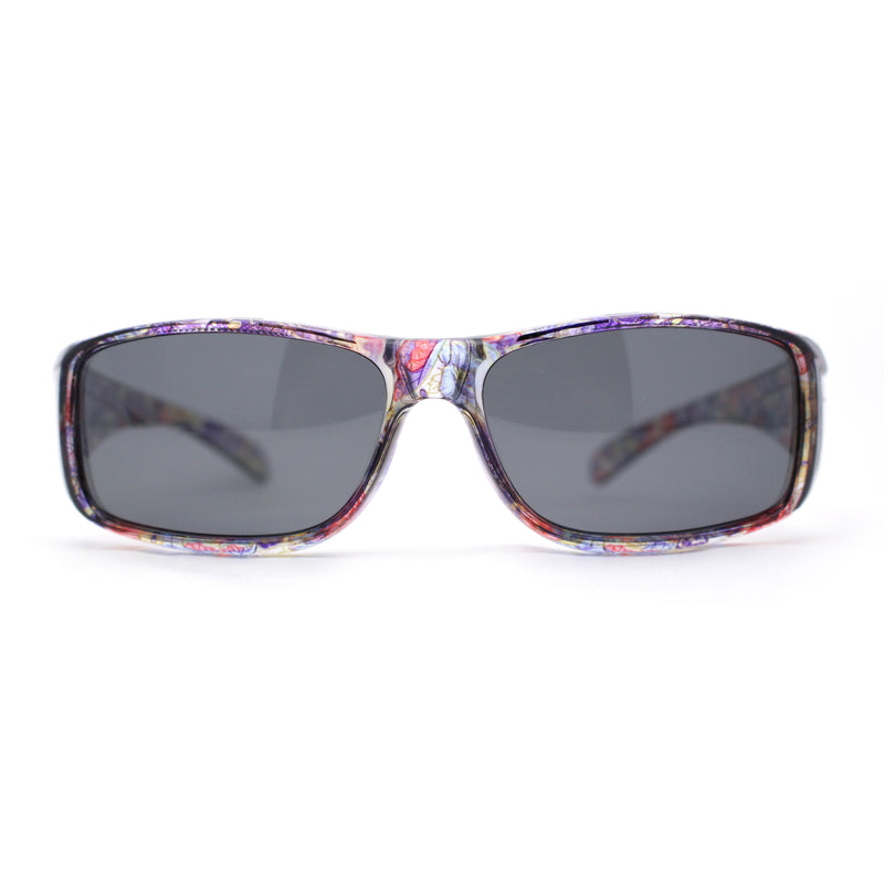 Polarized Super Wide Oversized 63mm Rectangular Fit Over Plastic Sunglasses