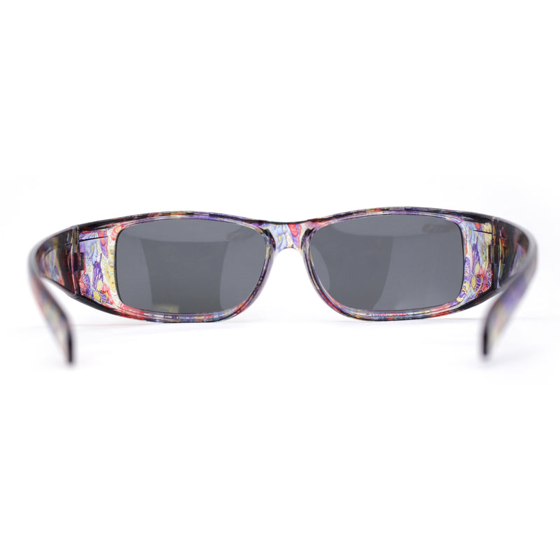 Polarized Super Wide Oversized 63mm Rectangular Fit Over Plastic Sunglasses