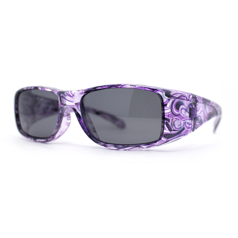 Polarized Super Wide Oversized 63mm Rectangular Fit Over Plastic Sunglasses