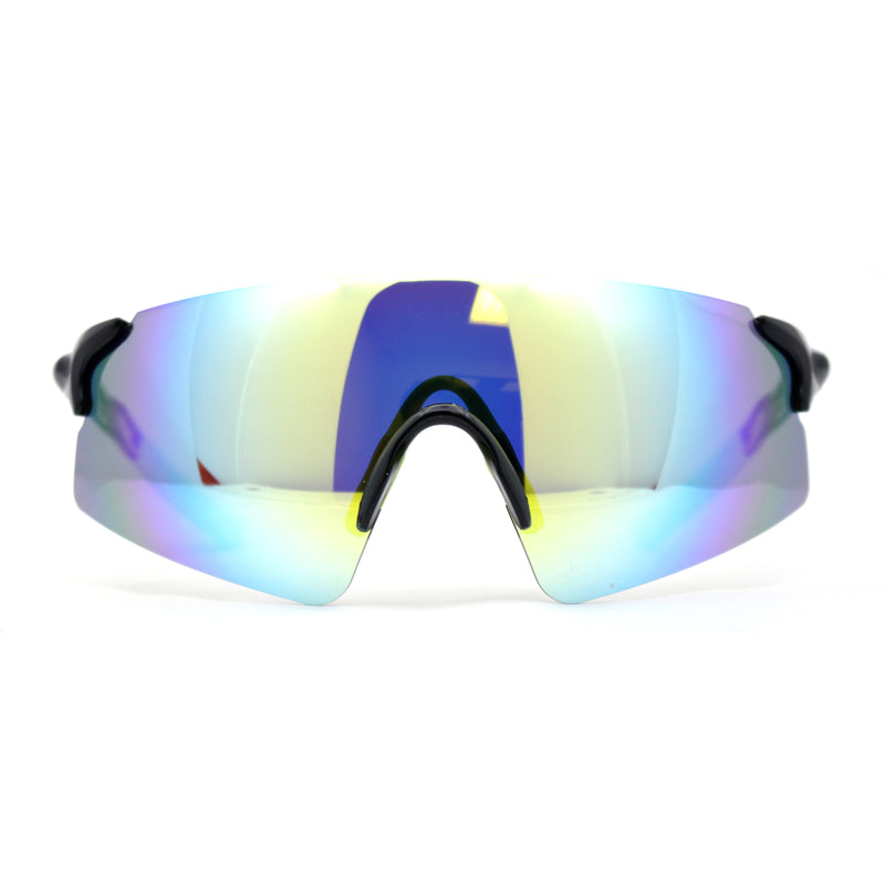 Polarized Mens Cool Mirror Curved Shield Rimless Plastic Sport Sunglasses