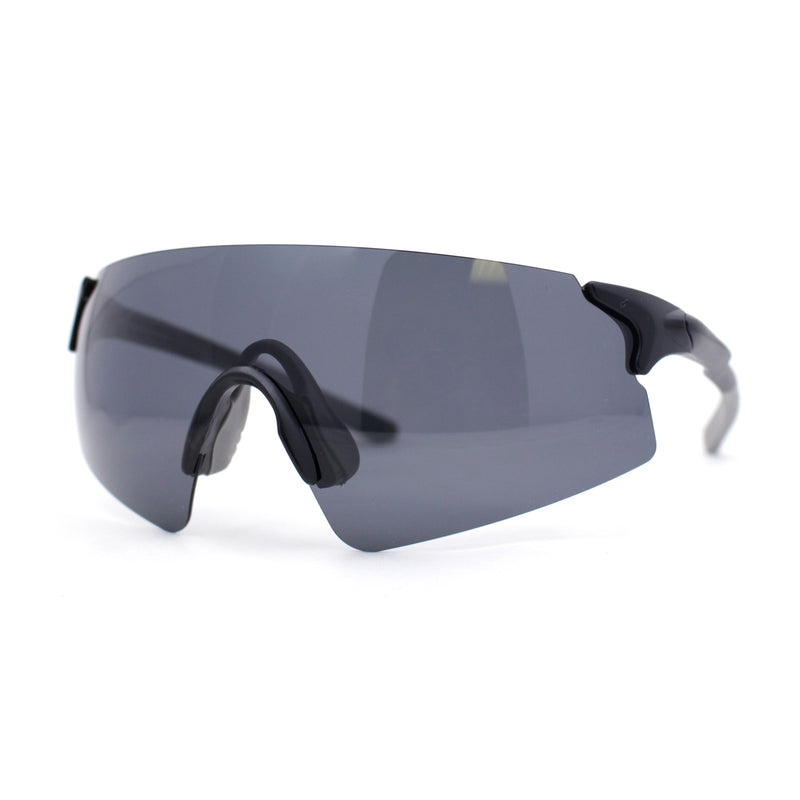 Polarized Mens Cool Futuristic Curved Shield Rimless Plastic Sport Sunglasses