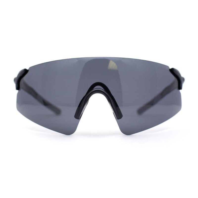 Polarized Mens Cool Futuristic Curved Shield Rimless Plastic Sport Sunglasses