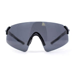 Polarized Mens Cool Futuristic Curved Shield Rimless Plastic Sport Sunglasses