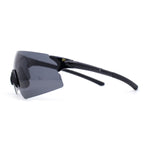 Polarized Mens Cool Futuristic Curved Shield Rimless Plastic Sport Sunglasses