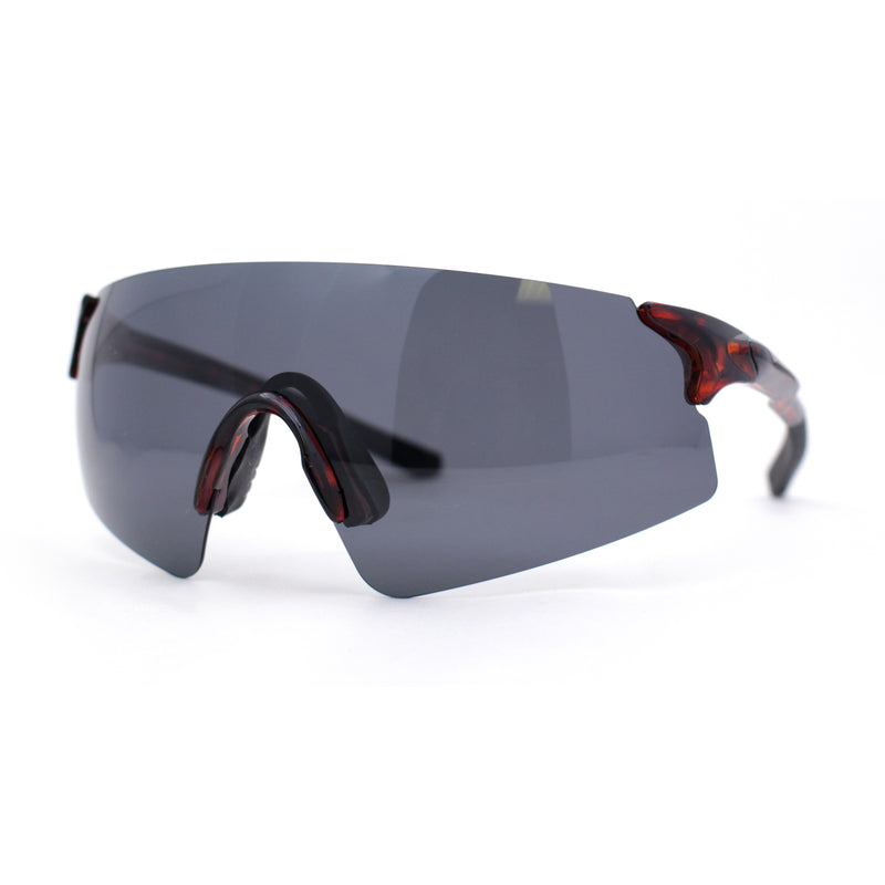 Polarized Mens Cool Futuristic Curved Shield Rimless Plastic Sport Sunglasses