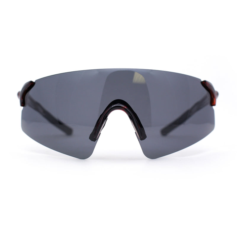 Polarized Mens Cool Futuristic Curved Shield Rimless Plastic Sport Sunglasses