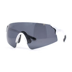 Polarized Mens Cool Futuristic Curved Shield Rimless Plastic Sport Sunglasses