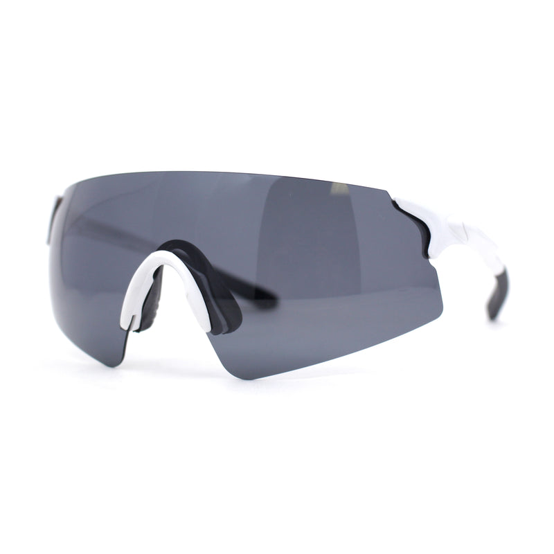 Polarized Mens Cool Futuristic Curved Shield Rimless Plastic Sport Sunglasses