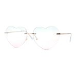 Elegant Womens Rimless Perfect Heart Shape Spring Hinge Sunglasses