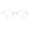 Elegant Womens Rimless Perfect Heart Shape Spring Hinge Sunglasses