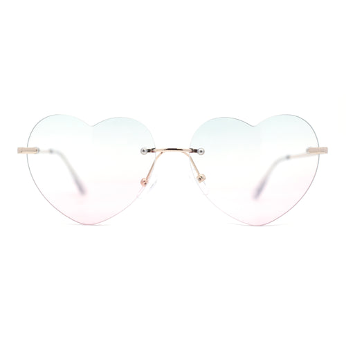 Elegant Womens Rimless Perfect Heart Shape Spring Hinge Sunglasses