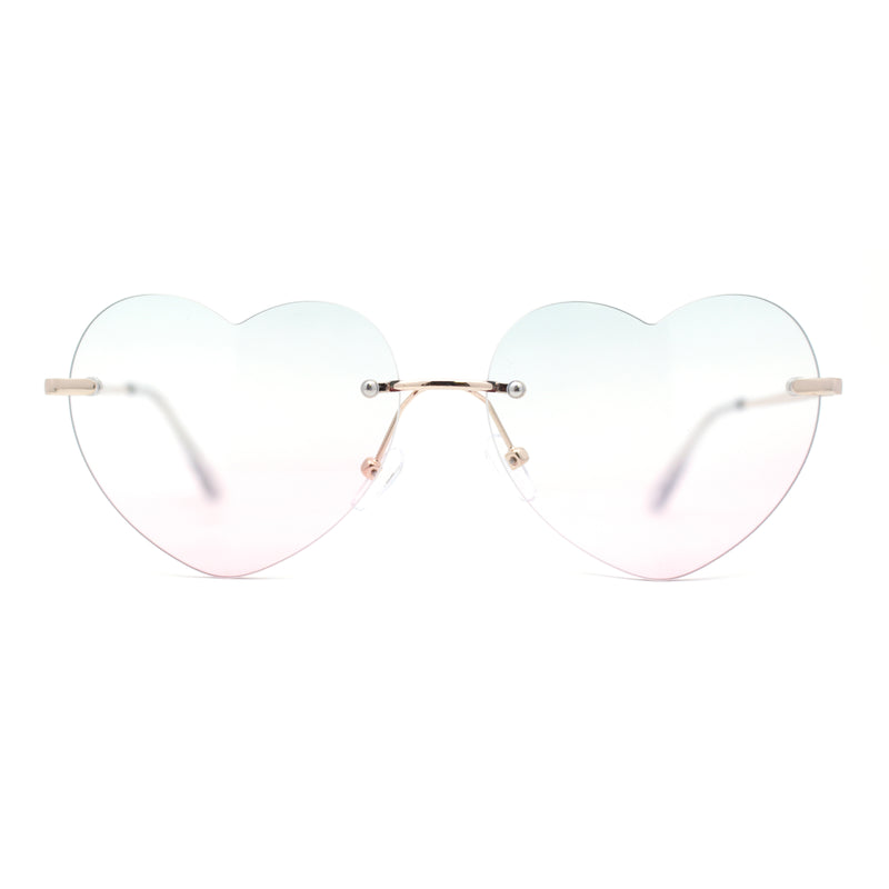 Elegant Womens Rimless Perfect Heart Shape Spring Hinge Sunglasses