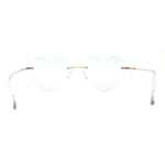 Elegant Womens Rimless Perfect Heart Shape Spring Hinge Sunglasses