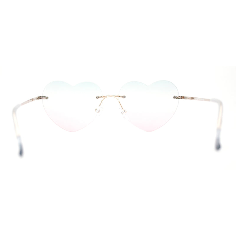 Elegant Womens Rimless Perfect Heart Shape Spring Hinge Sunglasses