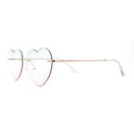 Elegant Womens Rimless Perfect Heart Shape Spring Hinge Sunglasses