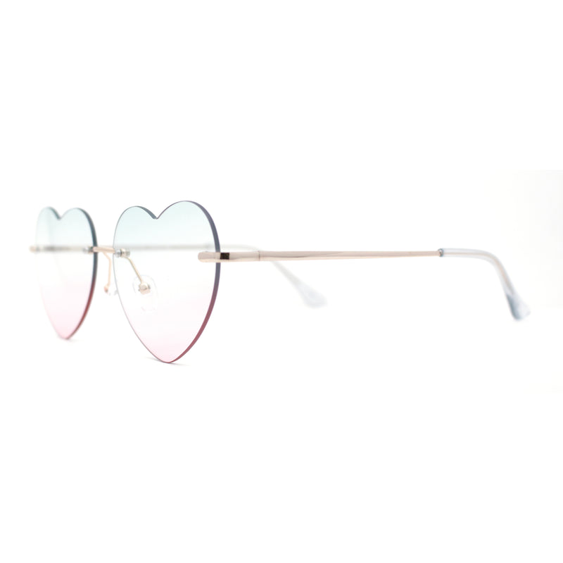 Elegant Womens Rimless Perfect Heart Shape Spring Hinge Sunglasses