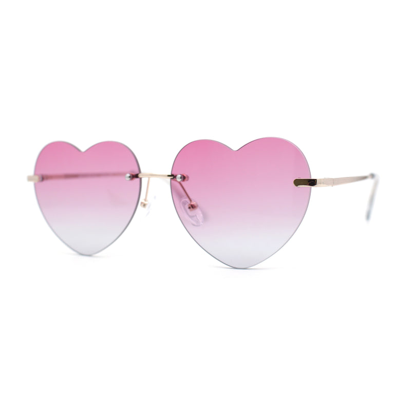 Elegant Womens Rimless Perfect Heart Shape Spring Hinge Sunglasses