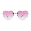 Elegant Womens Rimless Perfect Heart Shape Spring Hinge Sunglasses