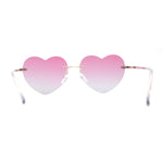 Elegant Womens Rimless Perfect Heart Shape Spring Hinge Sunglasses