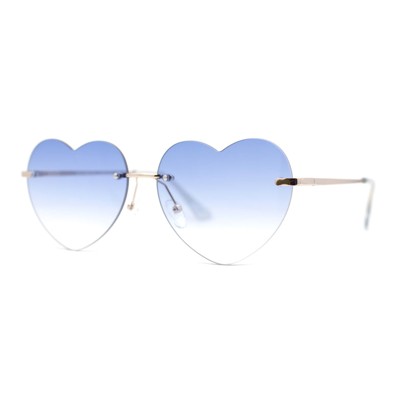 Elegant Womens Rimless Perfect Heart Shape Spring Hinge Sunglasses