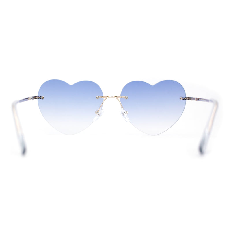 Elegant Womens Rimless Perfect Heart Shape Spring Hinge Sunglasses