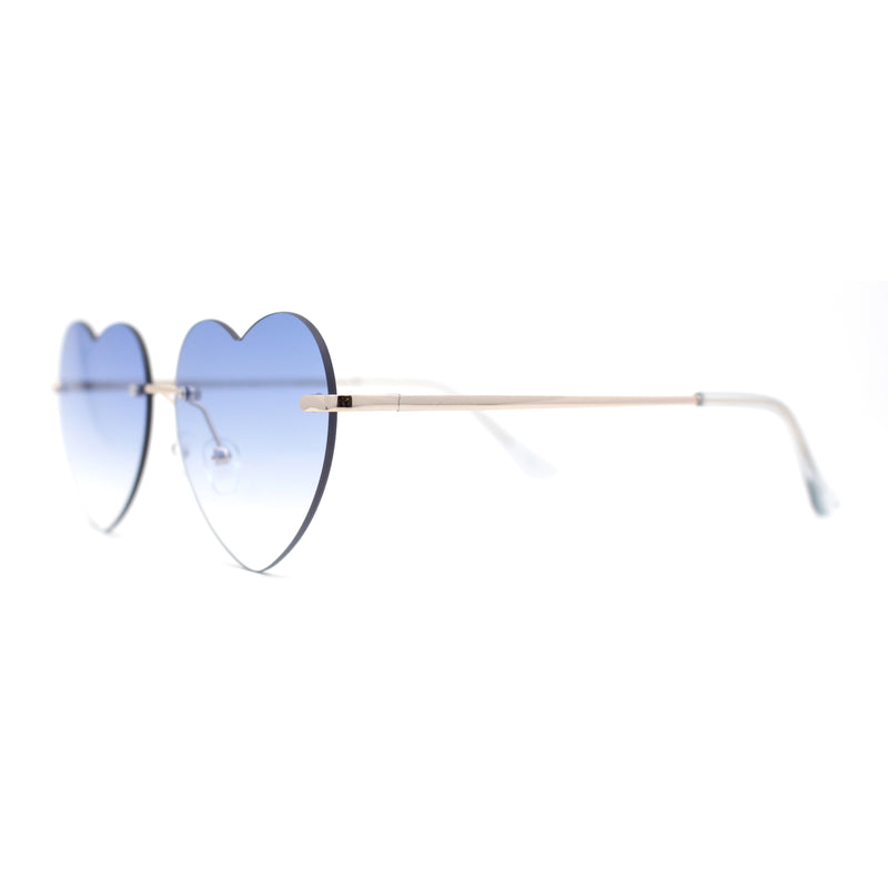 Elegant Womens Rimless Perfect Heart Shape Spring Hinge Sunglasses