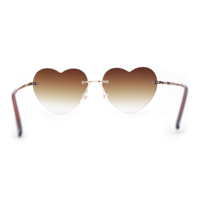 Elegant Womens Rimless Perfect Heart Shape Spring Hinge Sunglasses