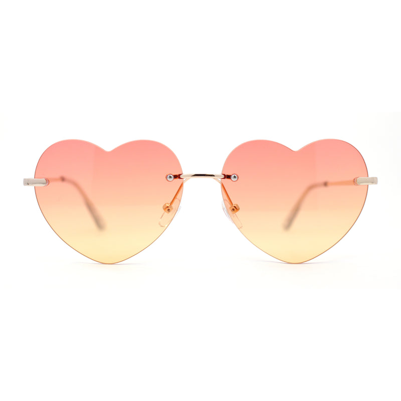 Elegant Womens Rimless Perfect Heart Shape Spring Hinge Sunglasses