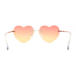 Elegant Womens Rimless Perfect Heart Shape Spring Hinge Sunglasses