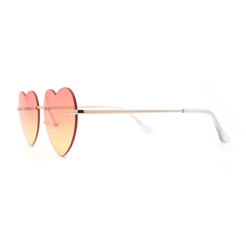 Elegant Womens Rimless Perfect Heart Shape Spring Hinge Sunglasses