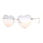 Elegant Womens Rimless Perfect Heart Shape Spring Hinge Sunglasses