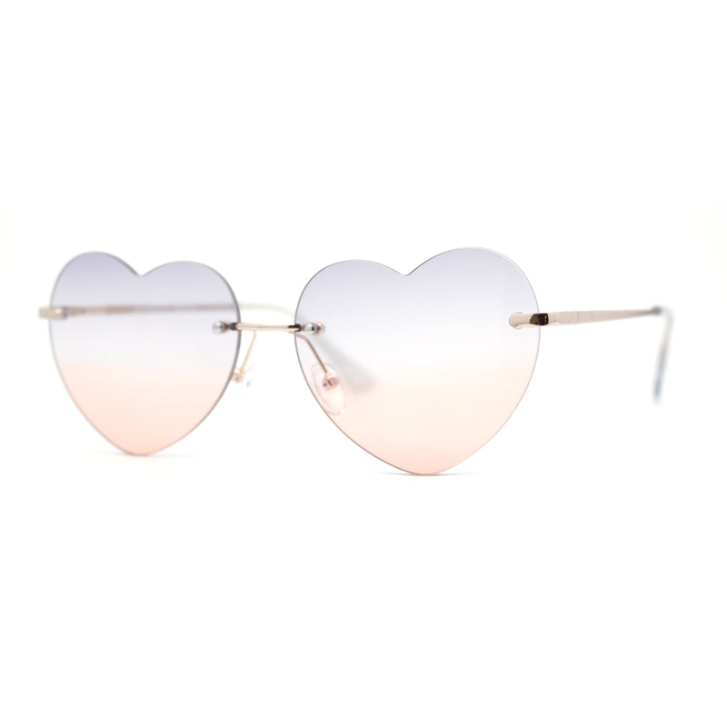 Elegant Womens Rimless Perfect Heart Shape Spring Hinge Sunglasses